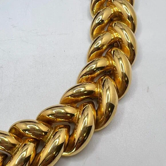 Avon Heavy Gold Braid Link Collar Necklace - Picture 3 of 4